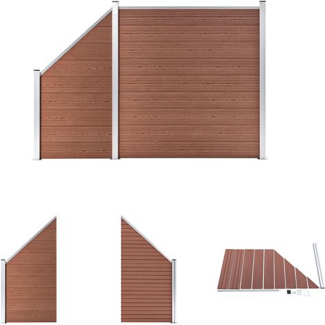 Gartenzaun - vidaXL WPC Zaun-Set 1 Quadrat + 1 Schräge 273x186 cm Braun - Aluminiumpfosten (1/5)