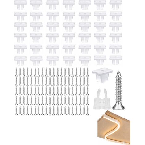50 Clips de Fixation Ruban LED, Support Montage 17-20 mm, Blanc Translucide avec Vis, Verrouillage Sécurisé pour Bandes Néon Silicone, Installation Stable et Précise (1/5)