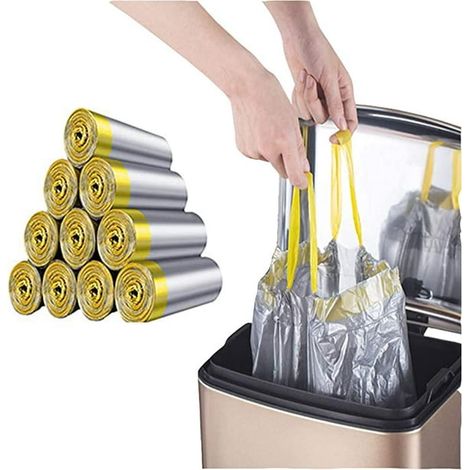 Sac poubelle facile à utiliser, propre, pour cuisine et intérieur, 12-15 litres, argenté, 150 sacs (1/5)