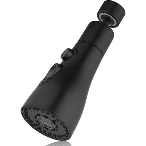 Douchette Evier Cuisine Robinet 360 Degres, 3 Modes Embout Robinet Cuisine avec Aerateur, Mitigeur Evier Cuisine Tete de Robinet Rotative, Adaptateur Robinet Universal Orientable (Black) (1/5)
