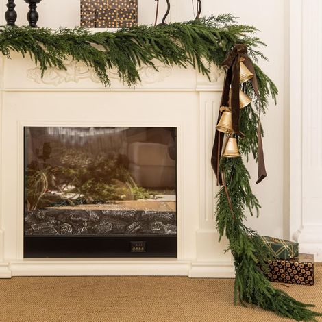 Guirlande De Noël En Cèdre - 9 Pi - Aiguilles De Pin Artificielles - Décoration Intérieure Et Extérieure Pour Cheminée Table Escaliers Armoire Tv - 1 Pièce (1/5)