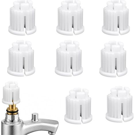 Lot de 8 douilles de verrouillage de rechange pour robinet, bouton rotatif en plastique avec douille de verrouillage, résistant au gel, accessoire pour salle de bain, cuisine et jardin, blanc, 13 mm (1/5)