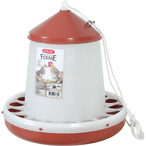 Mangeoire silo en plastique rouge, capacité 4 kg, basse cour - zolux (1/2)