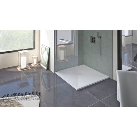 ONDEE - Plato de ducha NOLA 3 - Puede cortarse - 100x100x3cm - Resina - Blanco (1/5)