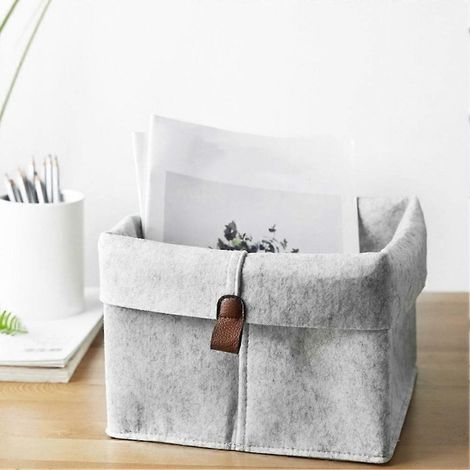 Panier de rangement en feutre de style nordique pour table basse de salon et autres objets, boîte de rangement en feutre pour chaussettes de chambre, gris. (1/5)