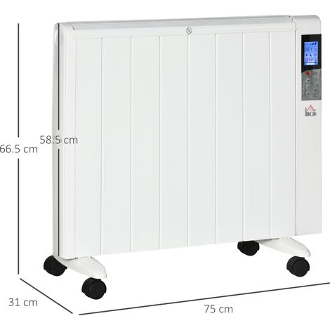 Chauffage électrique 1000/2000 W (avec minuterie et réglage de la température, convient aux pièces jusqu'à 15 m², 75 x 31 x 66,5 cm, blanc) (1/5)