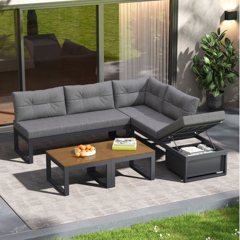 Sofa Sitzmöbel Stauraum verstellbar Polyester Grau HAVRYA (1/4)
