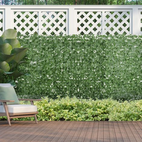 Haie Artificiel Brise-Vue décoration Rouleau 3L x 1H m Feuillage hêtre réaliste Anti-UV. feuilles en soie. Vert foncé