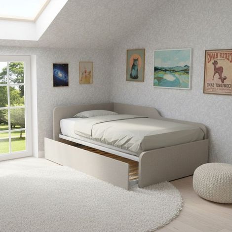 Divano letto piazza e mezza 120x190 con spalliera e secondo letto estraibile - Effetto tessuto