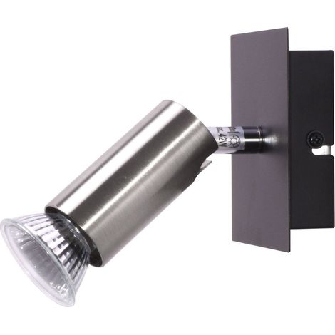 Wandstrahler schwenkbar Wandlampe Schlafzimmer Wandleuchte Wohnzimmer, Metall silber schwarz, 1x GU10, BxH 10 x 9 cm