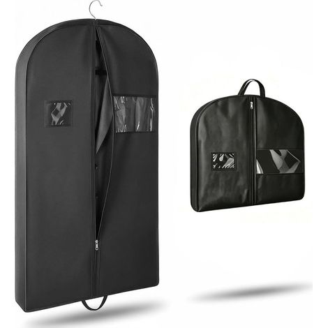 GDHZS- 2 pièces Sac à vêtements,sac de costume pour voyage,housse vetement voyage,housses de vêtements respirantes pour vestons,chemises,robes de soirée,noir (1/5)