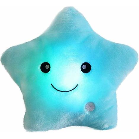 LED star pillow, colorful star plush pillow, luminous LED pillow, cushion, luminous, children's plush toys, Christmas Halloween party decoration gifts blue (1/5)