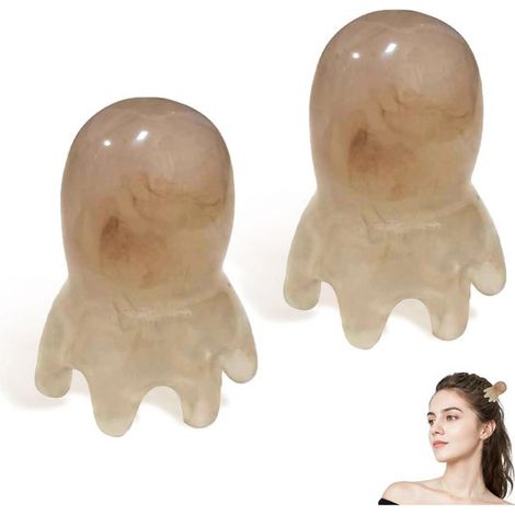 Massaggiatore per la testa - Massaggiatore per il cuoio capelluto - Strumento per massaggio alla testa in 2 pezzi - Pettine e raschietto per capelli - Strumenti cinesi per la spa della testa - Per un  (1/5)