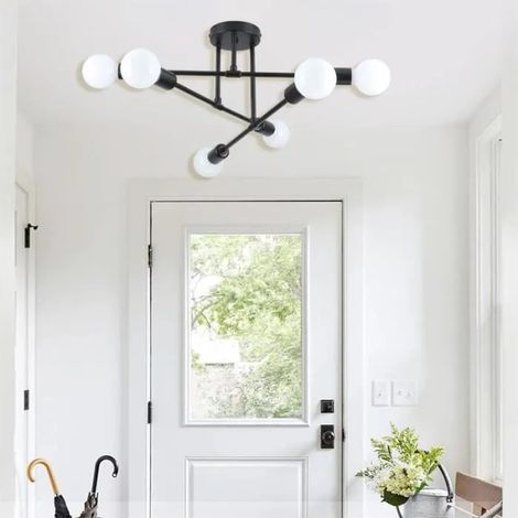 U-do Lustre Industriel, 6 Lumières Plafonnier Luminaire Vintage en Métal Réglable Suspension E27 Éclairage Rétro pour Salon Chambre (1/4)