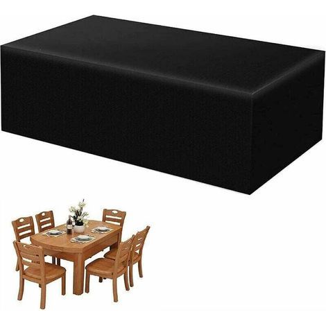 Housse de mobilier de jardin, imperméable, coupe-vent, résistante aux UV, nappe robuste en tissu Oxford 420D, housse rectangulaire pour table de jardin – Noir, 220 x 120 x 80 cm (1/4)