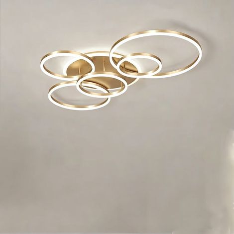Nordic LED Ring Ceiling Light – 3 Adjustable Light Colors – Decorative Lighting for Living Room/Bedroom, Gold (1/5)