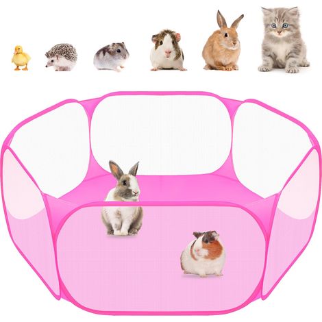 Tente de cage pour petits animaux, barrière transparente pour exercice de parc pour animaux de compagnie, clôture de jardin portable pour cobaye, lapins, chinchillas et hérissons (1/5)