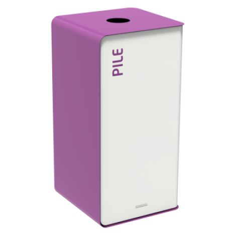 Borne de tri sélectif Cubatri, sans serrure - pile - 40l - blanc / violet - RAL 4008 (1/2)