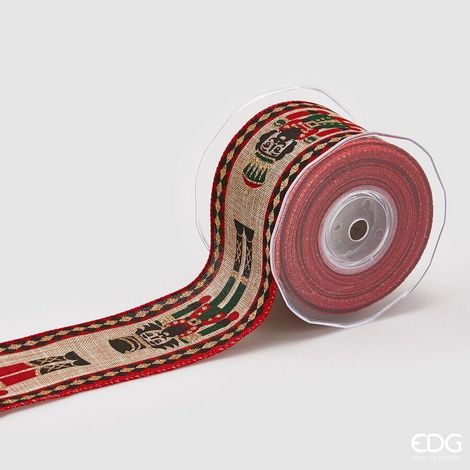 EDG Enzo De Gasperi Nastro con Soldatino di Natale H 65 Mm L 10 Mt Multicolor