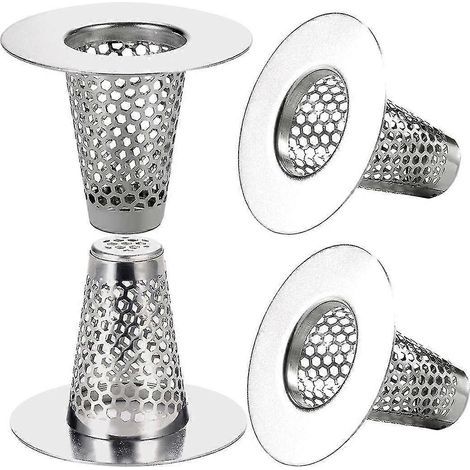 Set aus 4 Spülbeckensieben für Abflüsse mit einem Durchmesser von 3 bis 4 cm, konischer Edelstahl-Abflussdeckel für Badewanne (kleiner Durchmesser, 2,5 cm). (1/5)