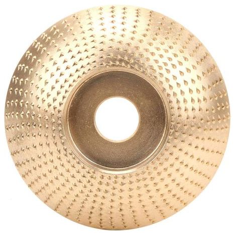 Holzschnitzscheibe für Winkelschleifer - zum Formen, Schleifen und Schneiden, 16 mm Öffnung, 1 Stück, goldfarben, gebogen. (1/5)