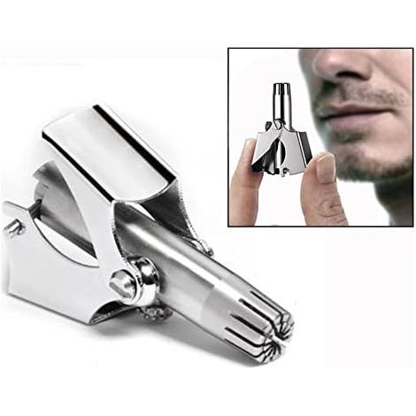Coupe-Poils Nez, Acier Inoxydable Tondeuse Manuel de Poils de Nez et Oreille de Nettoyage Outil Portable (1/5)