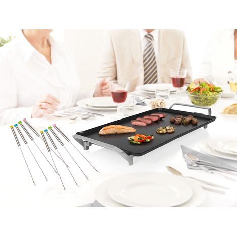 XXL Teppanyaki große Grillplatte 36x60cm, 6-8 Personen & Teppangabeln - 2500Watt