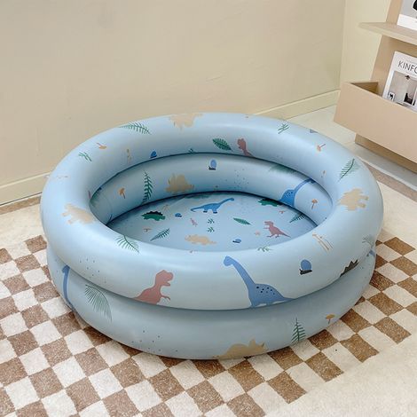 Piscine Gonflable Dinosaure pour Enfants, Bassin Bleu Rétro Résistant pour Jardin