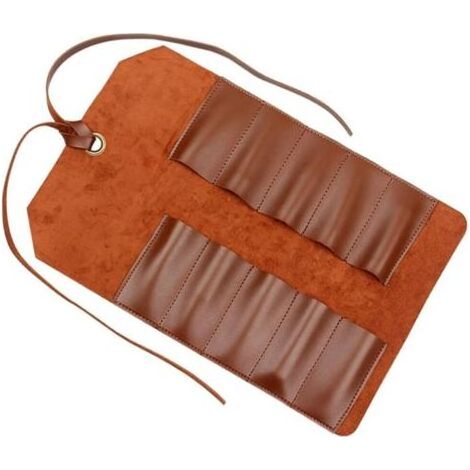 à outils enroulable en cuir - Vintage - Pour le travail du bois - À porter sur un - Clé - Rouleau - Burin - Pochette - 10 fentes - Organisateur d'outils pour mécaniciens - Carpenter (1/5)