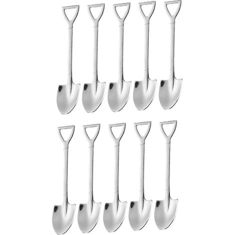 Lot de 10 cuillères à dessert de 15 cm en forme de pelle, en acier inoxydable, pour la crème glacée et les fruits, idéales pour la cuisine. (1/5)