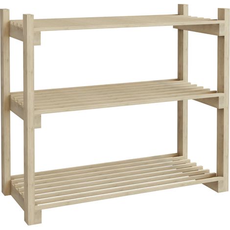 Scarpiera a 3 ripiani in pino 60 x 68 x 30 cm finitura naturale 030007652