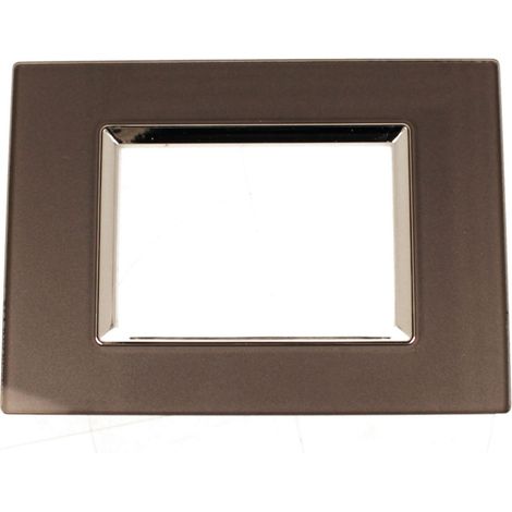 Placca Quadrata In Vetro Temperato MBL 3 Moduli/Posti Compatibile Bticino Living 3 Colori Disponibili (Acciaio Scuro)