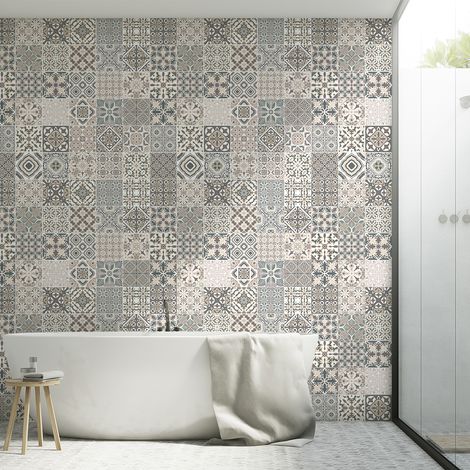 Sticker Mural Carrelage adhésif Cuisine Salle de Bain - 30 STICKERS CARRELAGES AZULEJOS PASKAL - 30stickers10x10cm (1/5)