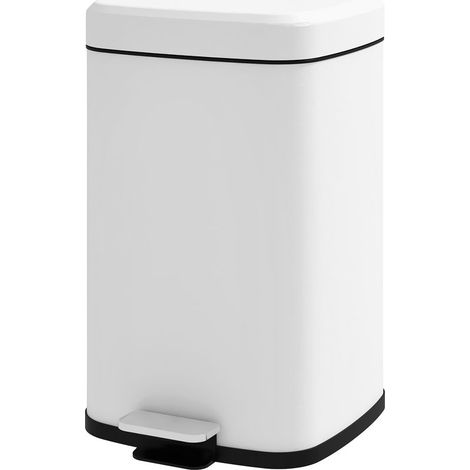 Poubelle de cuisine 20L avec couvercle à fermeture douce et pédale, seau intérieur amovible, 28L x 35l x 45H cm, blanc (1/5)