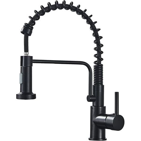 Robinet Cuisine avec Douchette Extensible Mitigeur Monocommande Evier à Ressort Froide et Chaud Disponible Noir (1/5)