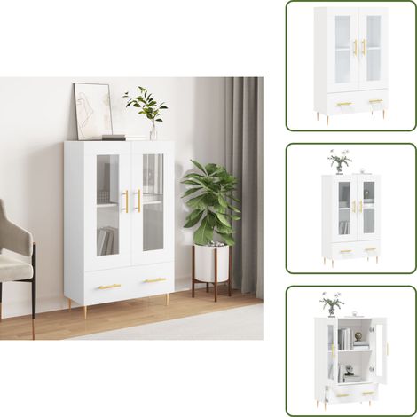 Credenza con ante di vetro - vidaXL Credenza Bianca 69,5x31x115 cm in Legno Multistrato - Credenza per interni