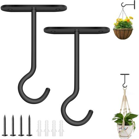 Ensemble de 2 paniers suspendus pour plantes, crochets de plafond pour plantes suspendues, supports muraux pour plantes, supports métalliques pour plantes, adaptés aux pots de fleurs et aux mangeoires (1/5)