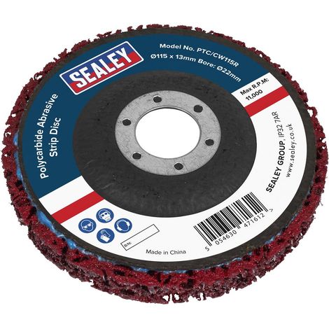 Sealey PTC/CW115R Polycarbide Abrasive Strip Disc 115 x 13 x 22mm - Red (1/4)