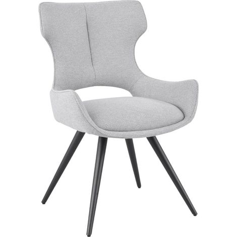 Chaise pivotante 180° tissu gris clair et pieds métal noir – SEVILLE (1/5)
