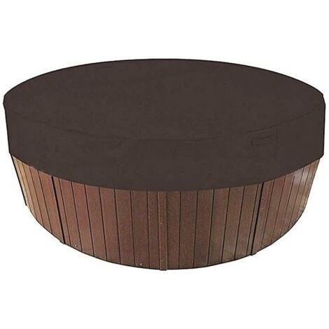 Couverture solaire ronde pour piscine, 100 % résistante aux UV et imperméable, couverture pour spa extérieur 190T, 200 x 30 cm / 190 x 30 cm (marron) (1/3)