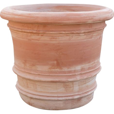 Jarrón de terracota lisa 50X44 cm Jardinera de jardín hecha a mano Made in Italy Macetas decorativas antihielo para balcón