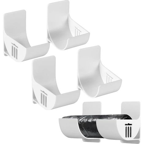 Lot de 4 Organiseurs de Cuisine Non Perforés, Montage Mural, Distributeur de Sacs Poubelle Pour le Rangement et l'Organisation des Accessoires (1/5)