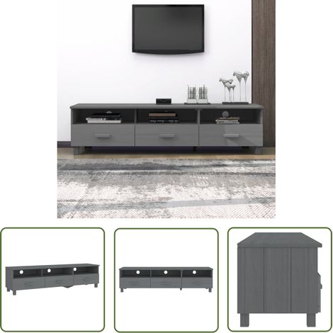Meuble TV pour Salon - Armoire TV Gris fonce 158x40x40 cm Bois de pin solide BV738607 - BonneVie (1/5)