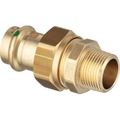 Viega Racor de transición Sanpress Profipress, d 15mm, R 3/4 Bronce rojo o bronce de silicio, latón Modelo 2265, 140878