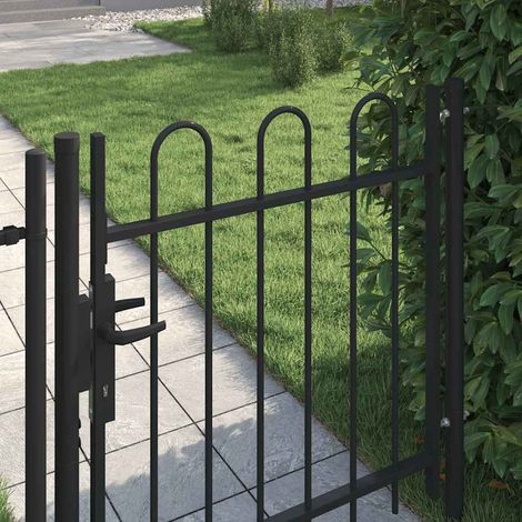 Portillon simple porte Portail Porte Portillon de jardin avec dessus arqué Acier 1x1 m Noir 47983 (1/5)