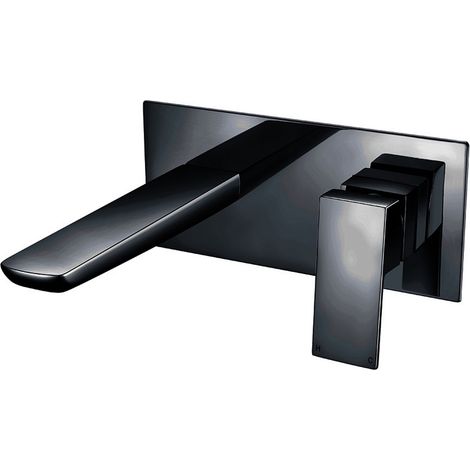 Orbit Muro Single Lever Basin Mixer Tap Wall Mounted - Matt Black (1/2)