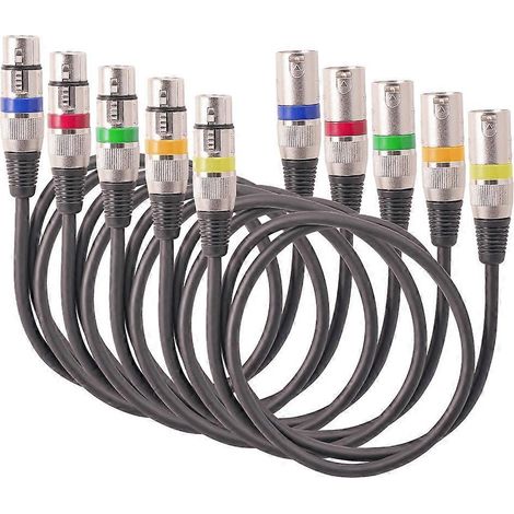 5 Câbles Microphone XLR Mâle à Femelle 3 Broches pour Table de Mixage - 1m (1/4)