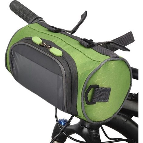 Borsa da manubrio per bicicletta con supporto per smartphone, impermeabile, per biciclette fino a 6,2 pollici, blu (1/5)