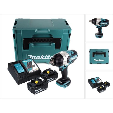 Llave de impacto sin cable Makita DTW 1002 RGJ 18 V 1000 Nm 1/2" sin escobillas + 2x batería recargable 6,0 Ah + cargador + Makpac
