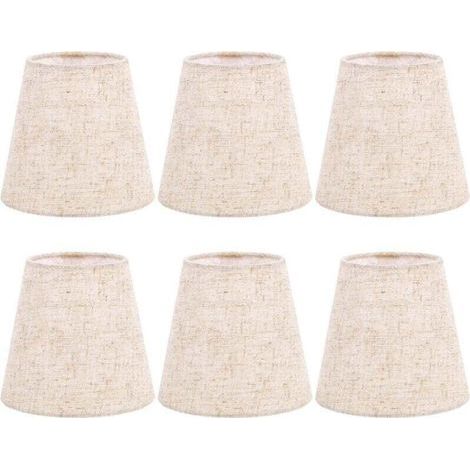 Abat-Jour Clip sur Ampoule Lot de 6 pour Ampoules CandéLabres, en Tissu Baril Applique Murale Lustre Table (1/4)